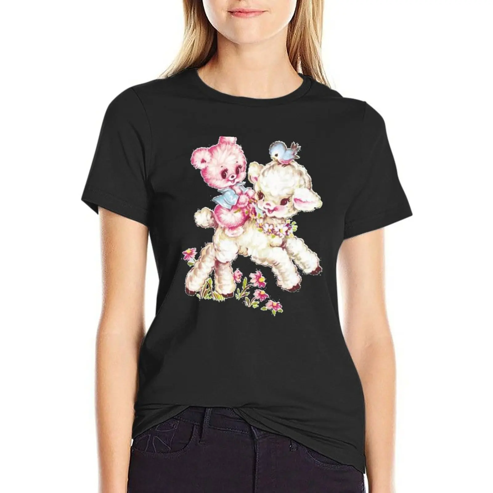 

Lamb Lovely Bear T-Shirt quick-drying Blouse t-shirt dress for Women sexy
