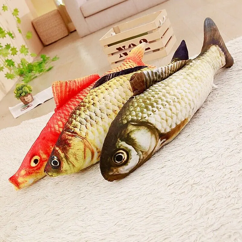 

3D Fish Shape Toy For Cat Soft Plush Kitten Funny Interactive Play Pillow Doll Cats Cute Simulation Fish Small Toys Pet Supplies