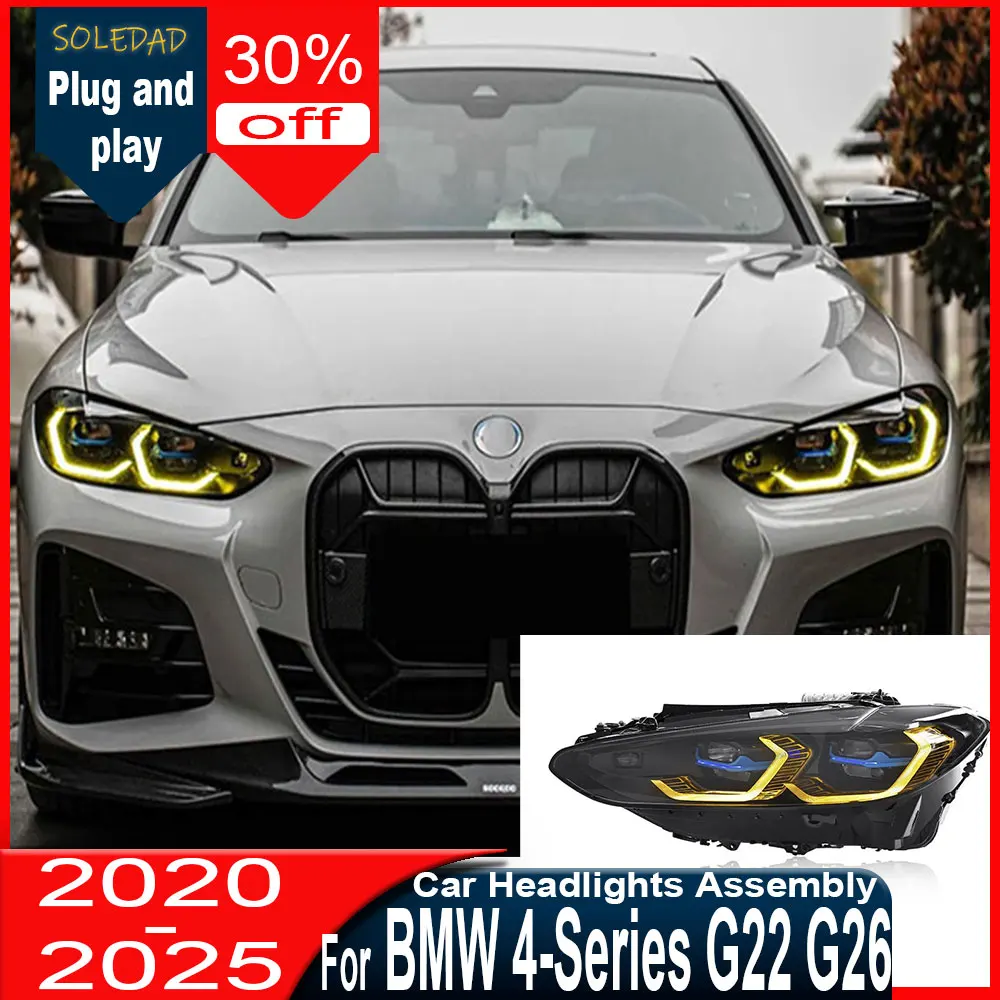 Car Headlights For BMW 4 Series G22 G23 G26 2020 2021 2022 2023 2024 BMW Dynamic Turn Signal Lamp HeadLamp Assembly Accessories