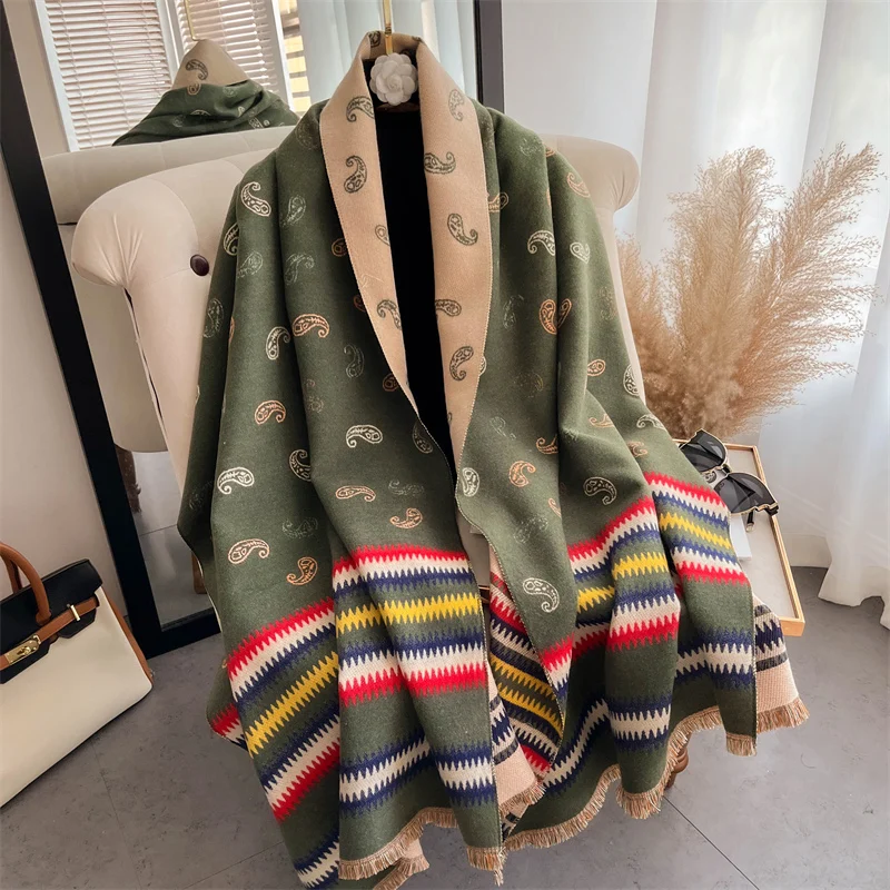 

Elegant Paisley Warm Cashmere Scarf Women Winter Design Blanket Poncho Thick Shawls and Wraps Bufandas Lady Saft Tassel Echarpe