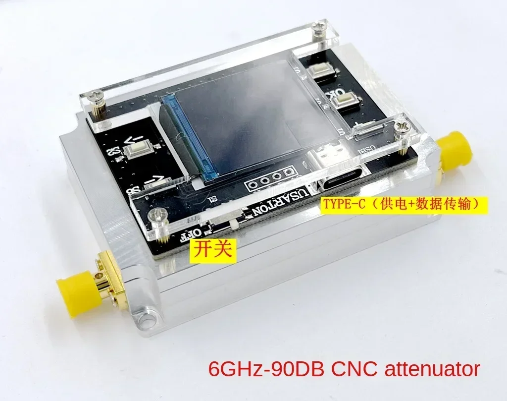 Atenuador CNC bidirecional 100M-6GHz passo 0,05DB dispositivo de medição de sensibilidade de alto isolamento