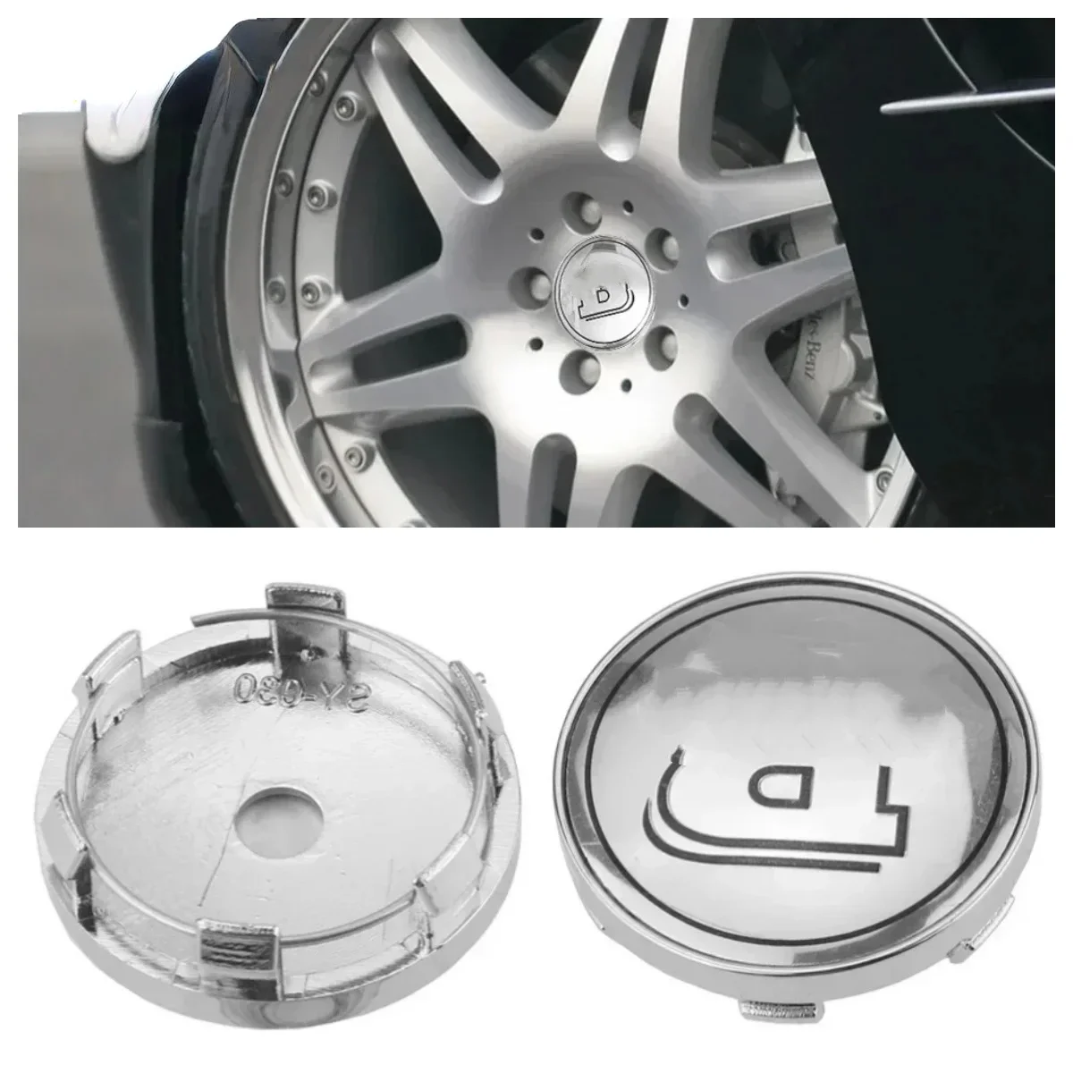 Capuchons de moyeu central de roue en alliage pour Mercedes Brabus, accessoires de voiture, logo B, badge emblème, Smart 450, 451, 452, argent, noir, 60mm, 75mm, 4 pièces