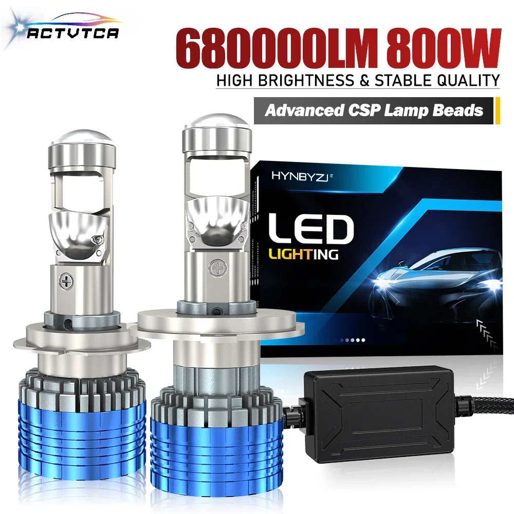 

800W 680000LM H7 Canbus Car Headlight Mini Lens H11 9005 9006 H4 LED Projector Bulb 6000K Super Bright Auto Motorcycle Mini Lens