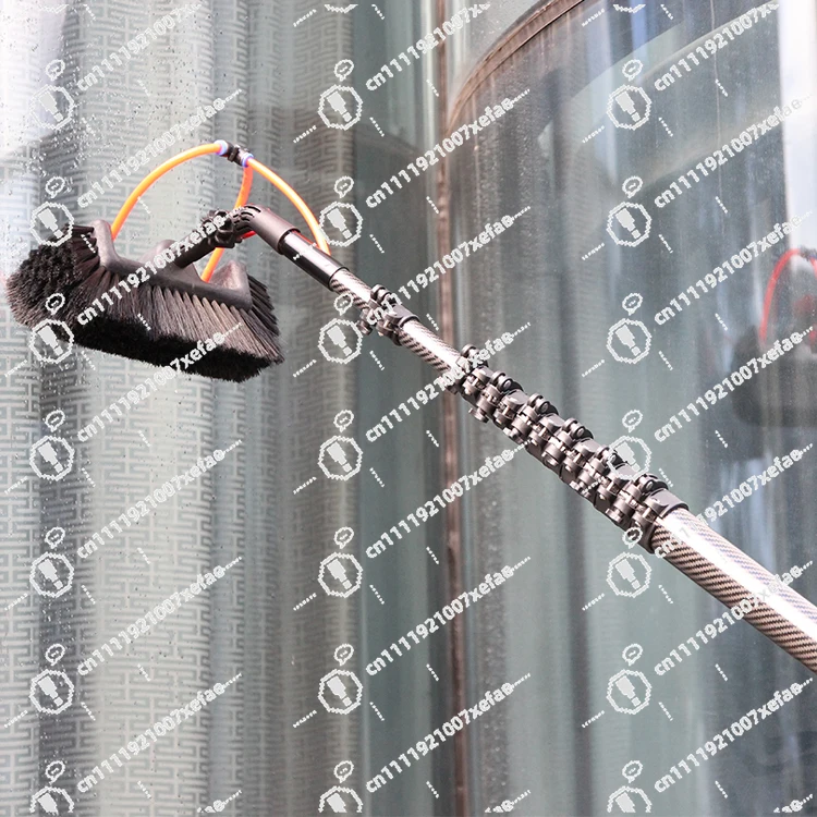 Long handle retractable water inlet cleaning brush with telescopic rod rinse rod for household cleaning