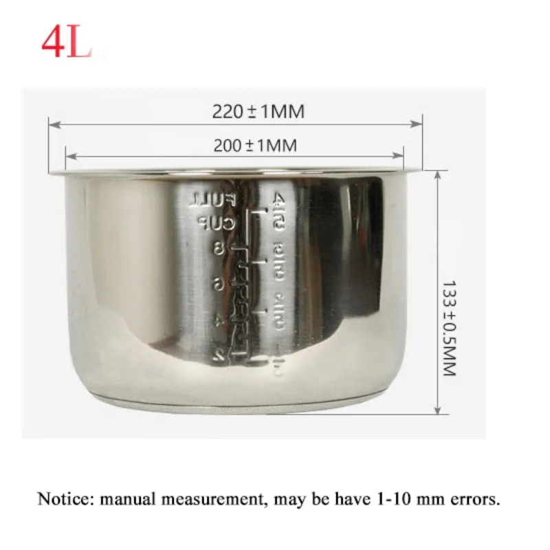 Stainless steel thickened double bottom liner of electric pressure cooker inner pot 4L/5L/6L cooking kitchen accessories