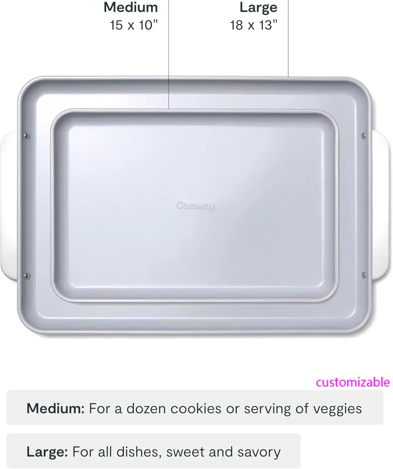 

Non-Stick Ceramic Baking Sheet Duo -Naturally Slick Ceramic Coating,Non-Toxic, PTFE & PFOA Free,18 x 13" Large & 15 x 10" Medium