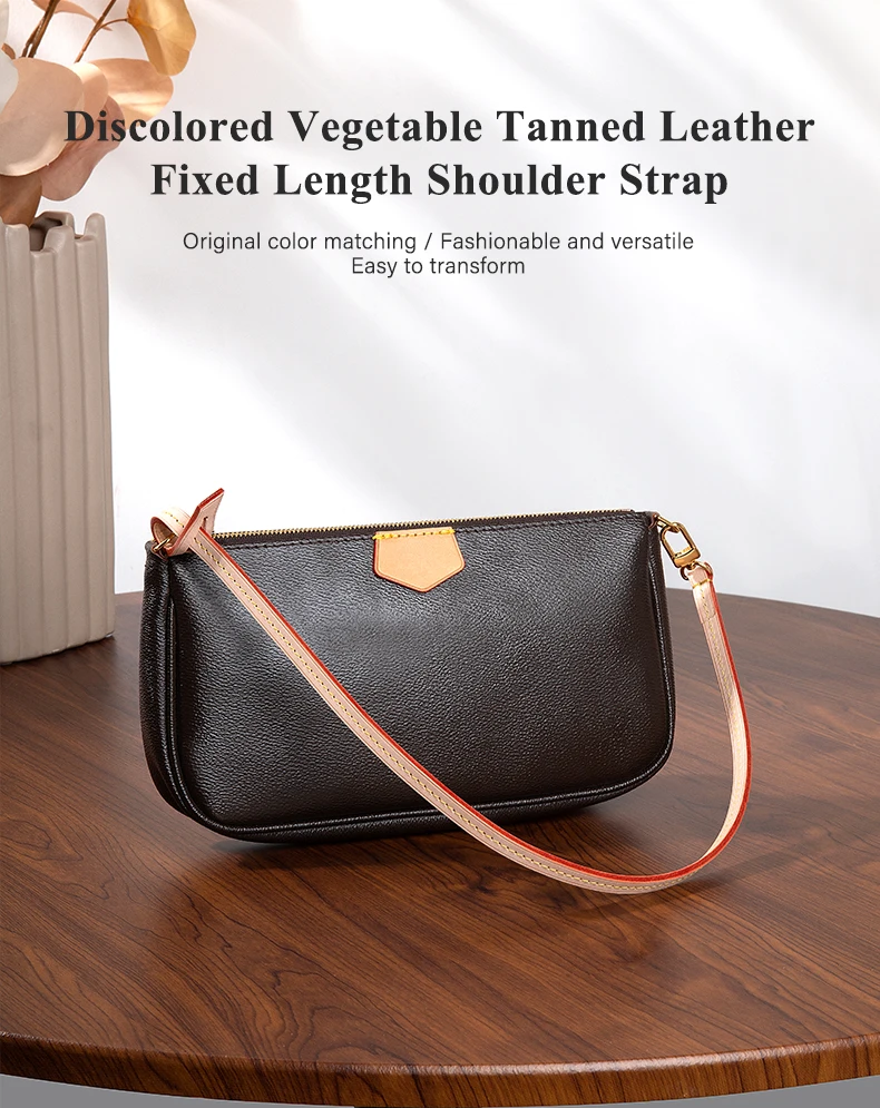 CRAZYSMITH Luxury Vegetable Tanned Leather Bag Strap For LV Pochette Underarm Crossbody Shoulder Straps Replacement Accessories