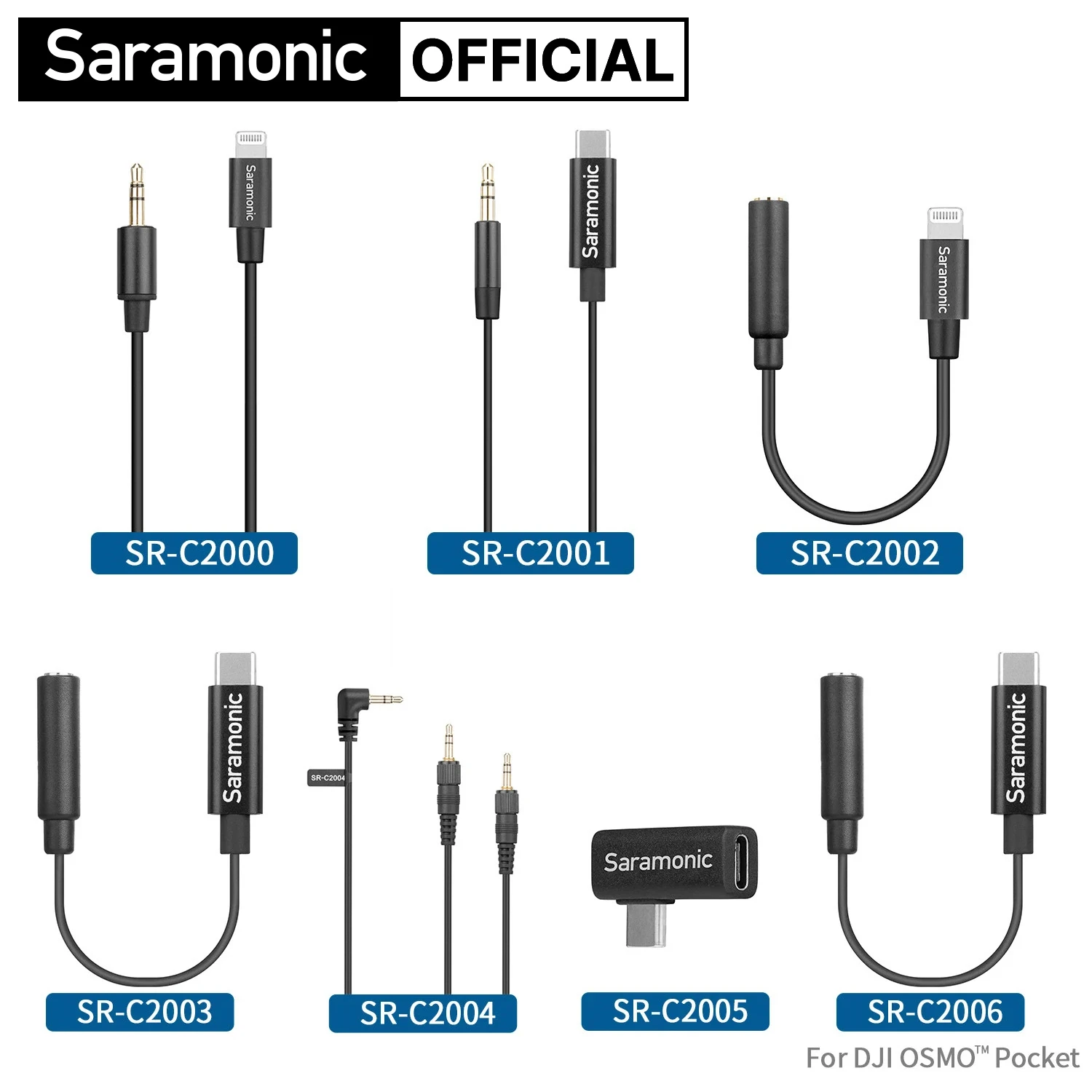 Saramonic SR-C2000 Serie Extension Microfoon Audio Adapter Kabel Voor Draadloze Microfoon Iphone Xiaomi Dji Osmo™Action Dslr