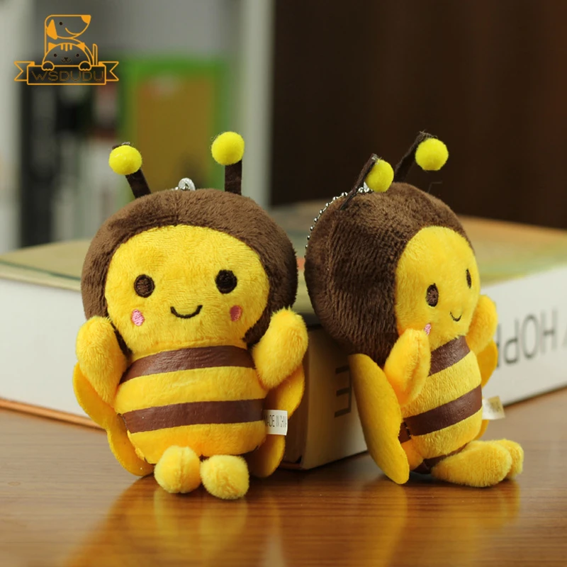 النحل أفخم المفاتيح الكرتون محشوة ألعاب حيوانات مع سبيكة سلسلة حقيبة سحر لطيف صغير نحل العسل كيرينغ الديكور الاطفال الكبار هدية