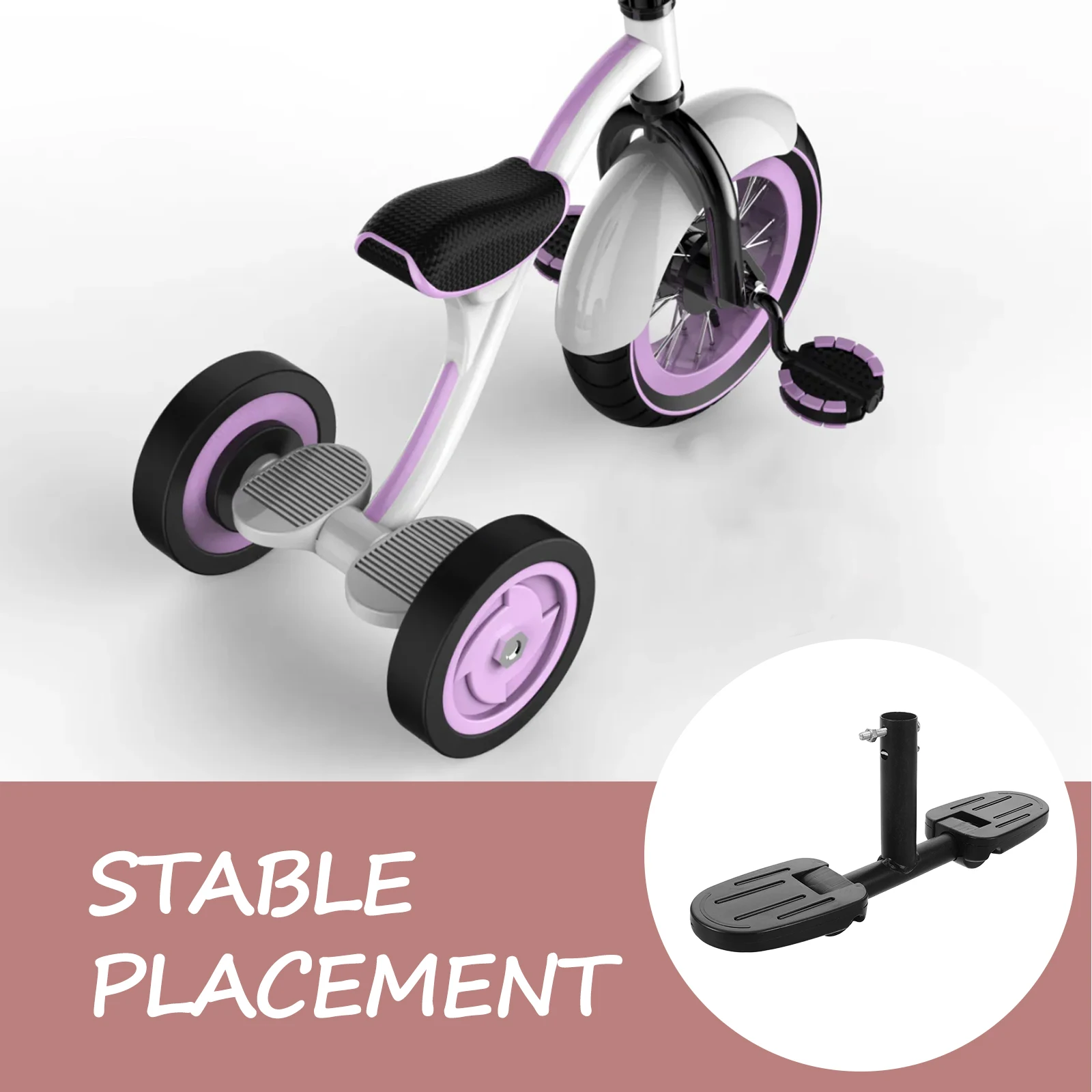 

Kids Tricycle Footrest Stable Wide Metal Pedals Replacement Durable Anti-Skid Comfortable For Bike Accessories Long Ride
