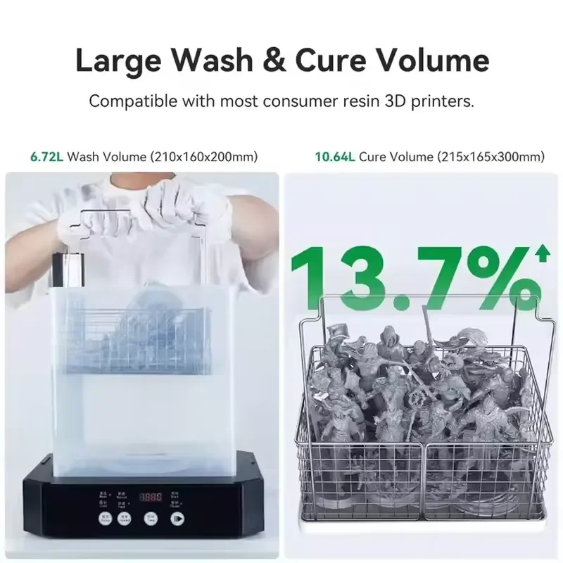 2026 New, High Quality, Creality UW-03 2-in-1 Wash and Cure Machine with 360 Degree Rotating Curing 18pcs 405nm UV 10.64L