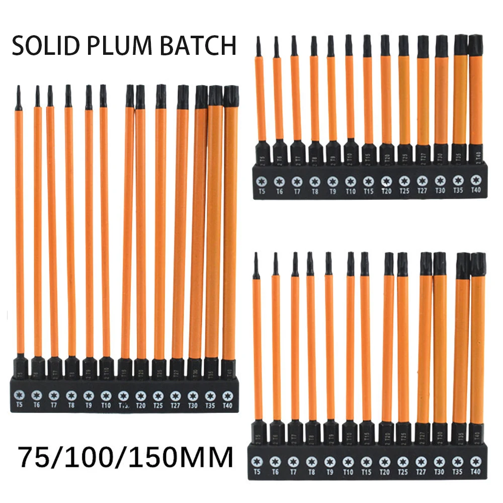 13Pcs/set Impact Hex Head Allen Wrench Drill Bit Set 75mm 100mm 150mm Hex-Shank S2 Steel Hex Screwdriver Bits Metric Magnetic