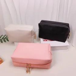 PU Leather Travel Cosmetic Bag Makeup BagTravel Wash Toiletry Organizer Purse Storage Handbag for Women Girls Make Up Pouch
