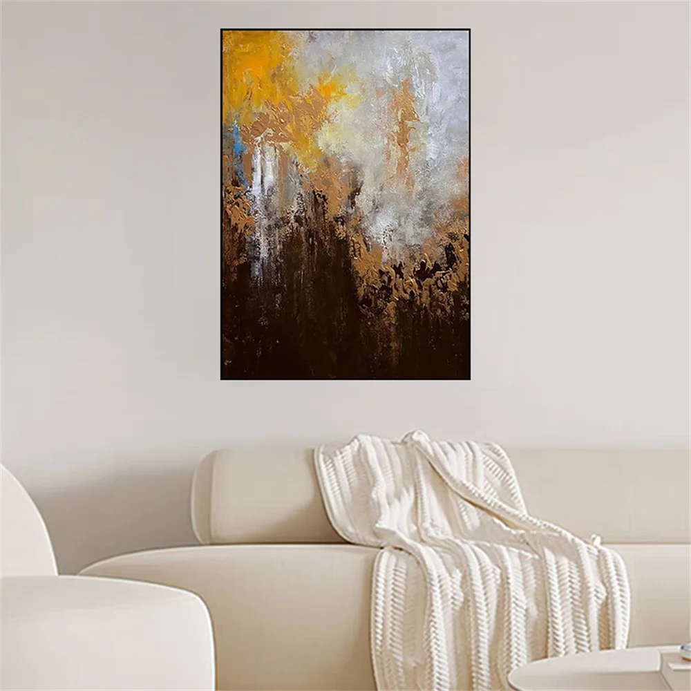 100% رسمت باليد لوحات زيتية حديثة على قماش مجردة راقصة جدار الفن لغرفة المعيشة ديكور المنزل المشارك الذهب محكم جدارية