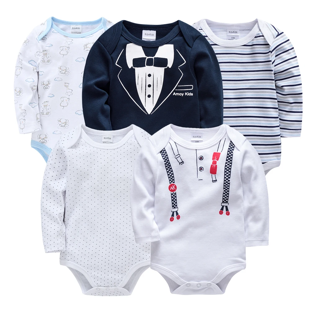 

5 Pcs Baby Clothing Boys Romper 100% Cotton Soft Bodysuit Infant Clothes Gentlemen Tie Newborn Outfit Bebe Jumpsuit For 0 12M