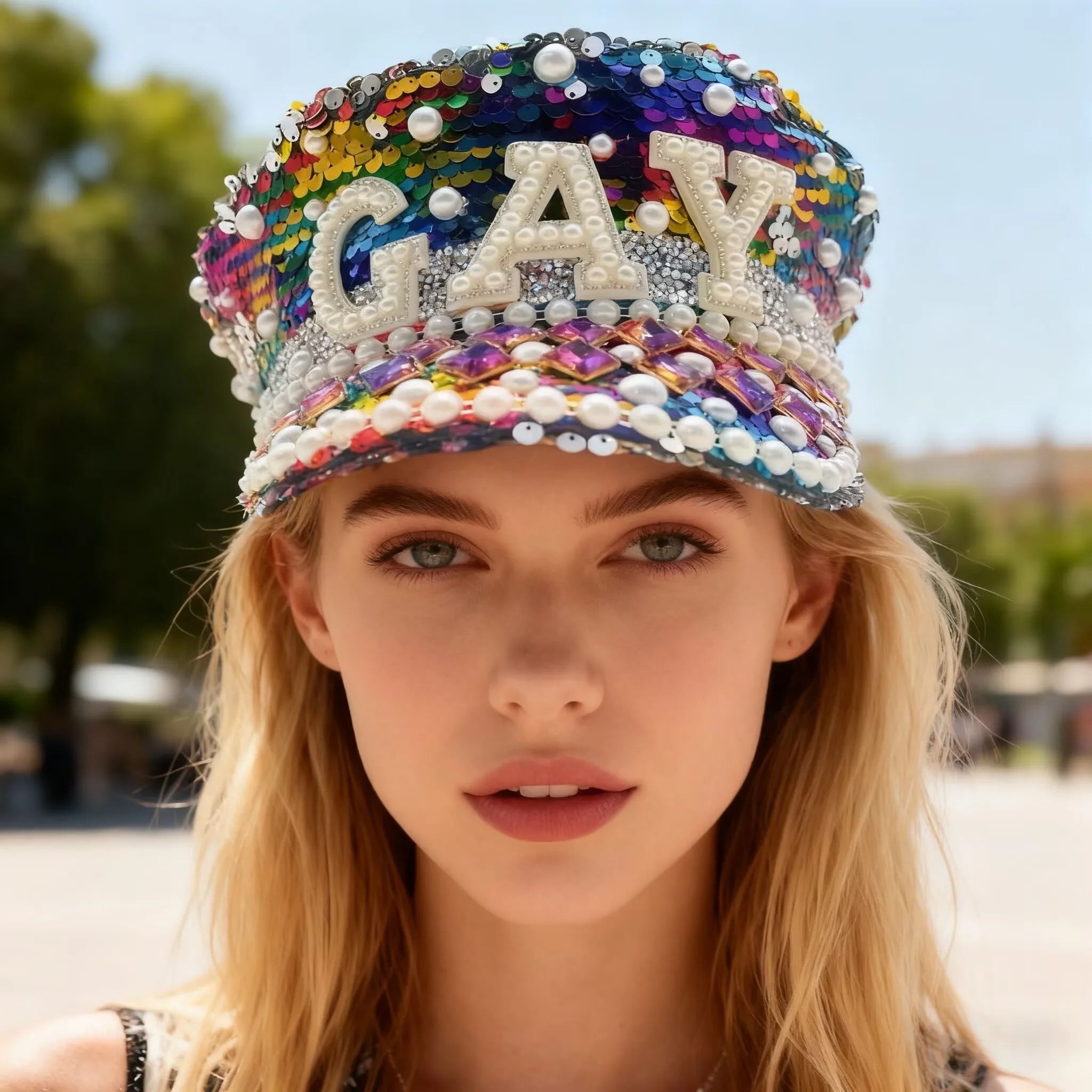 

Carnival Costume Hat Adult, Captain Hats Rhinestone for Burning Man Festival Woman, Cosplay Female Accessories