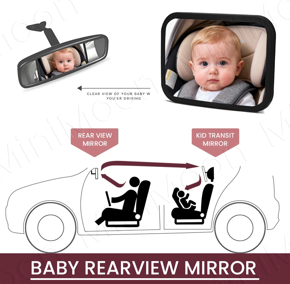 Panoramic Baby Car Mirror, Shatterproof & Certified for a Crystal Clear View of Your Rear-Facing Baby