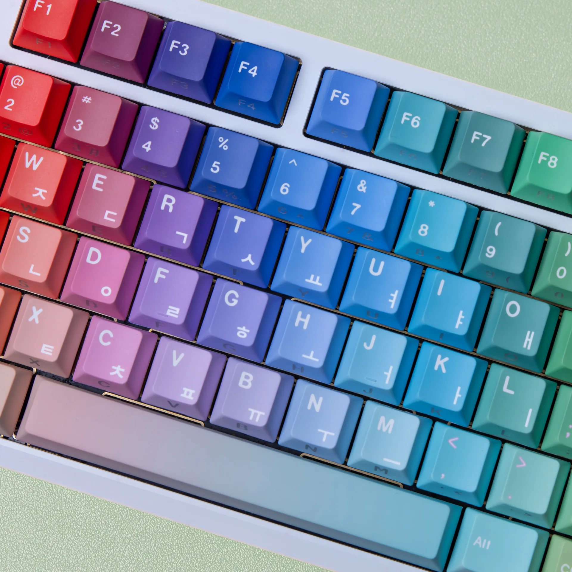 

Color double engraving light transmission Pbt original full set of keycaps Korean Russian Thai European small language Wooting