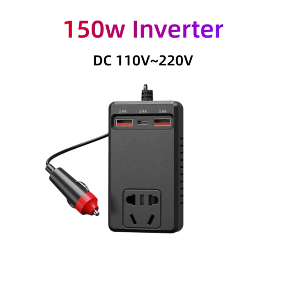 

150W Car Inverter DC12V/24V to DC110V/220V USB C Car Charger Sockets Power Inverter Adapters Fast Charging Automobiles Inverters