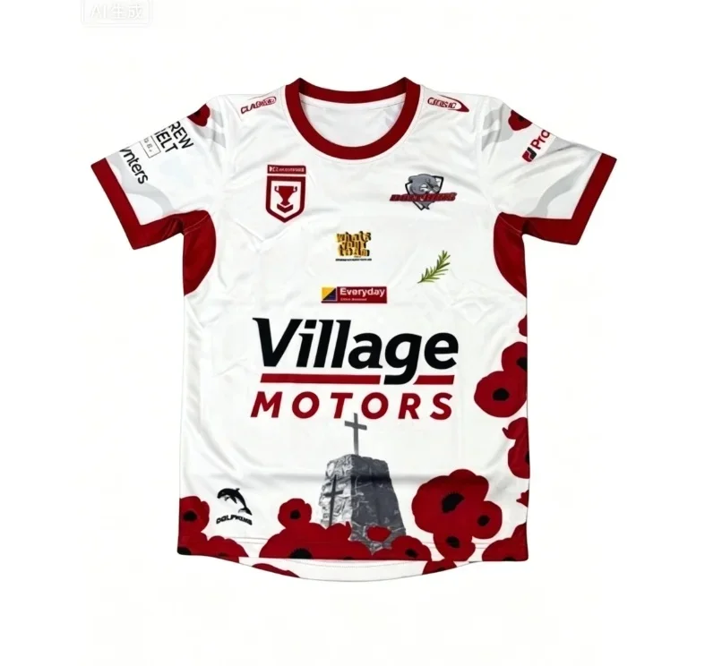 2026 New Australian Rugby Day Poppy Commemorative Concept Jersey 3D Quick Drying Sports Casual Training Men's T-shirt Top