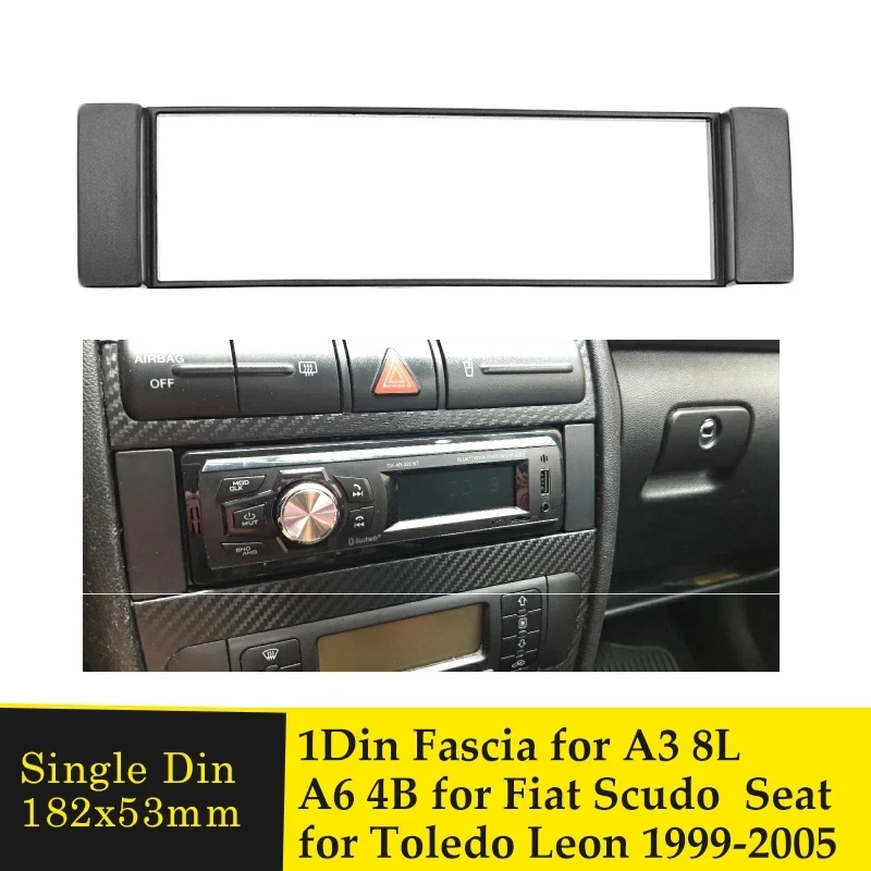 Fascia 1 Din Frame for -Audi A3 8L A6 4B Seat Toledo Leon Fiat Scudo Stereo Facia Plate Dash CD Trim 1 DIN Radio Cover image 2