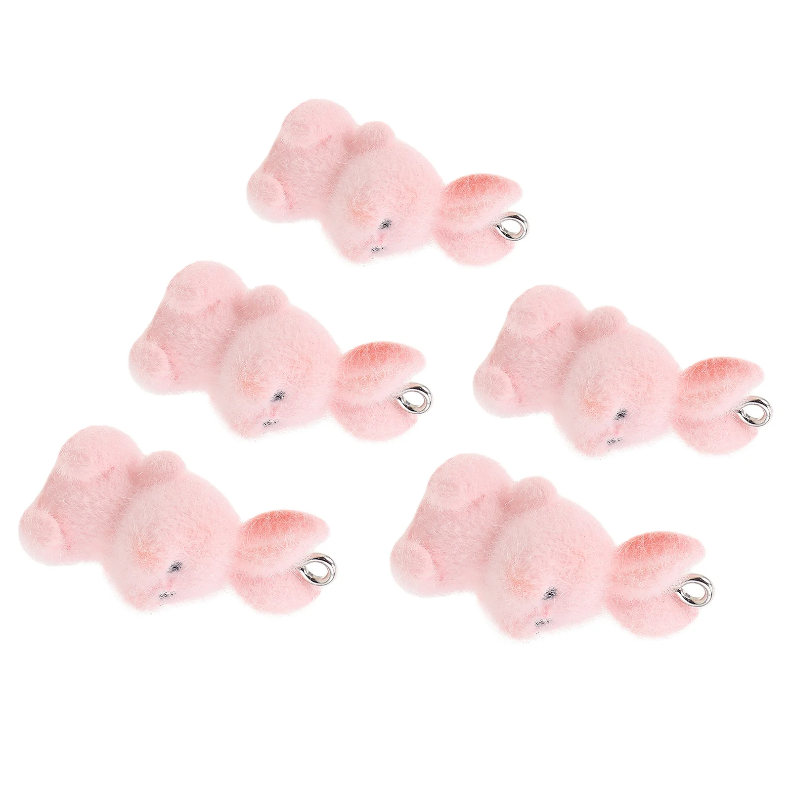 

5Pcs Flocked Bunny Pendant Soft Touch Cartoon Rabbit Charm for Bag Purse Keys Phone Strap Decor Cute Fashion Accessory