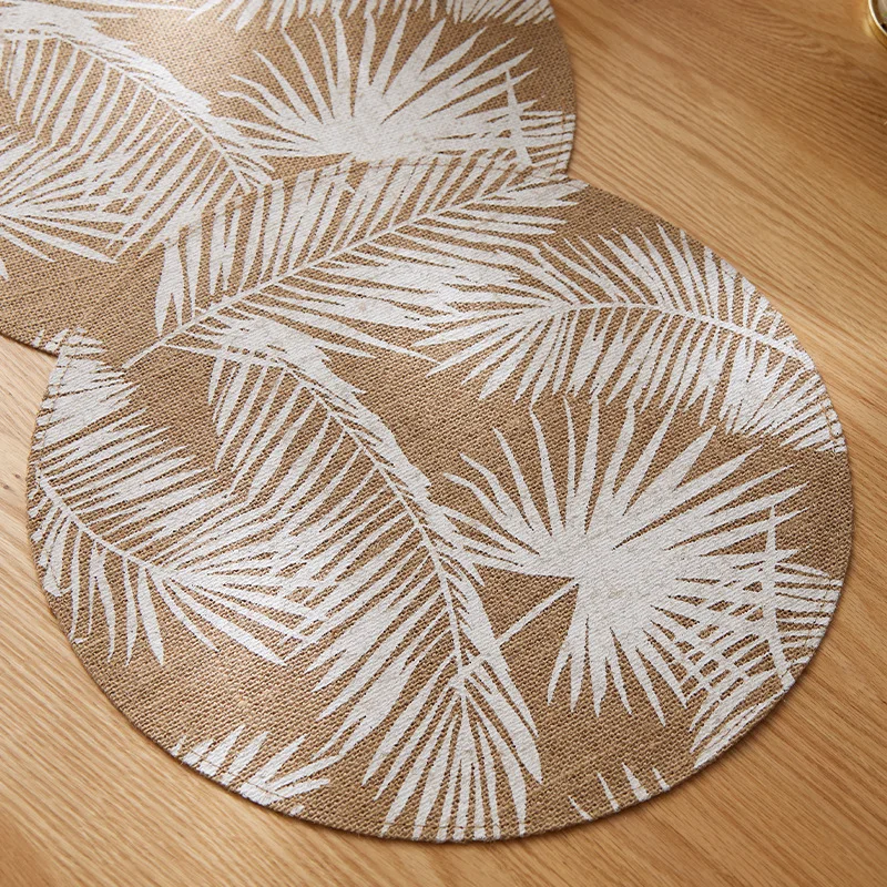 1/4pcs New Design Jute Natural Color Round Jute Placemats Heat Insulation