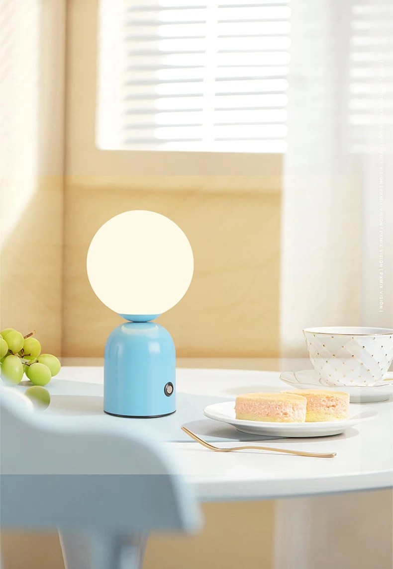 Colorful Desk Lamp Charging White Glass Mini Table