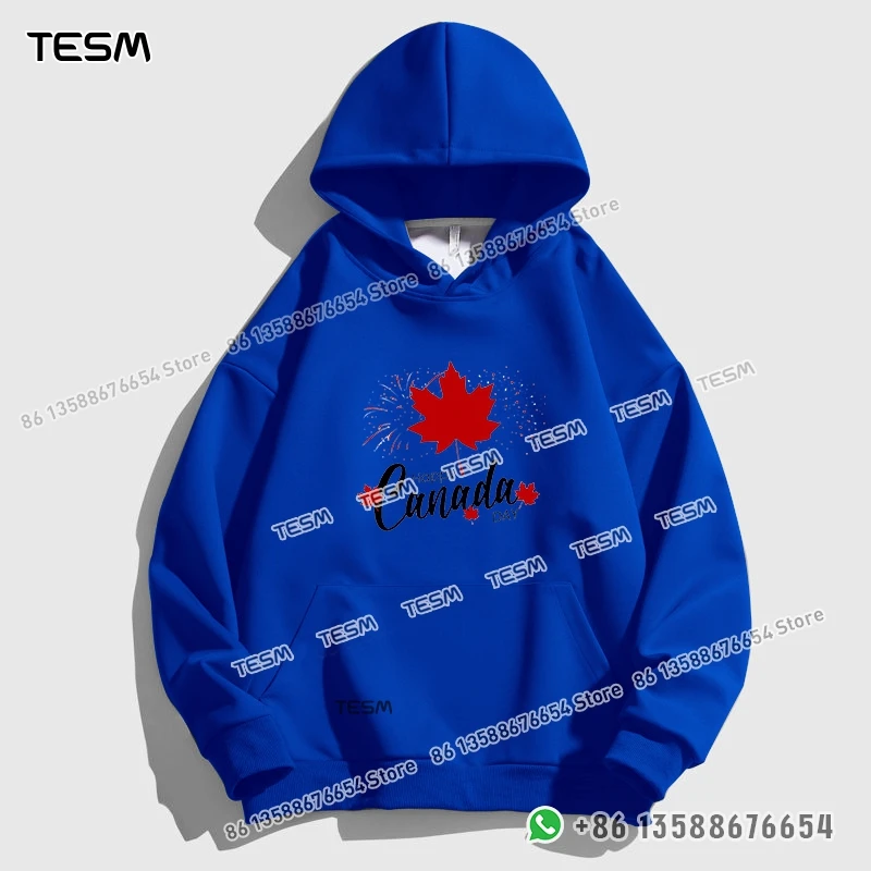 TESM Men Women Hoodie Canada Day Maple Leaf Print Trendy Sweatshirt Parent-child Sports Top Party Pullover Long - Sleeves