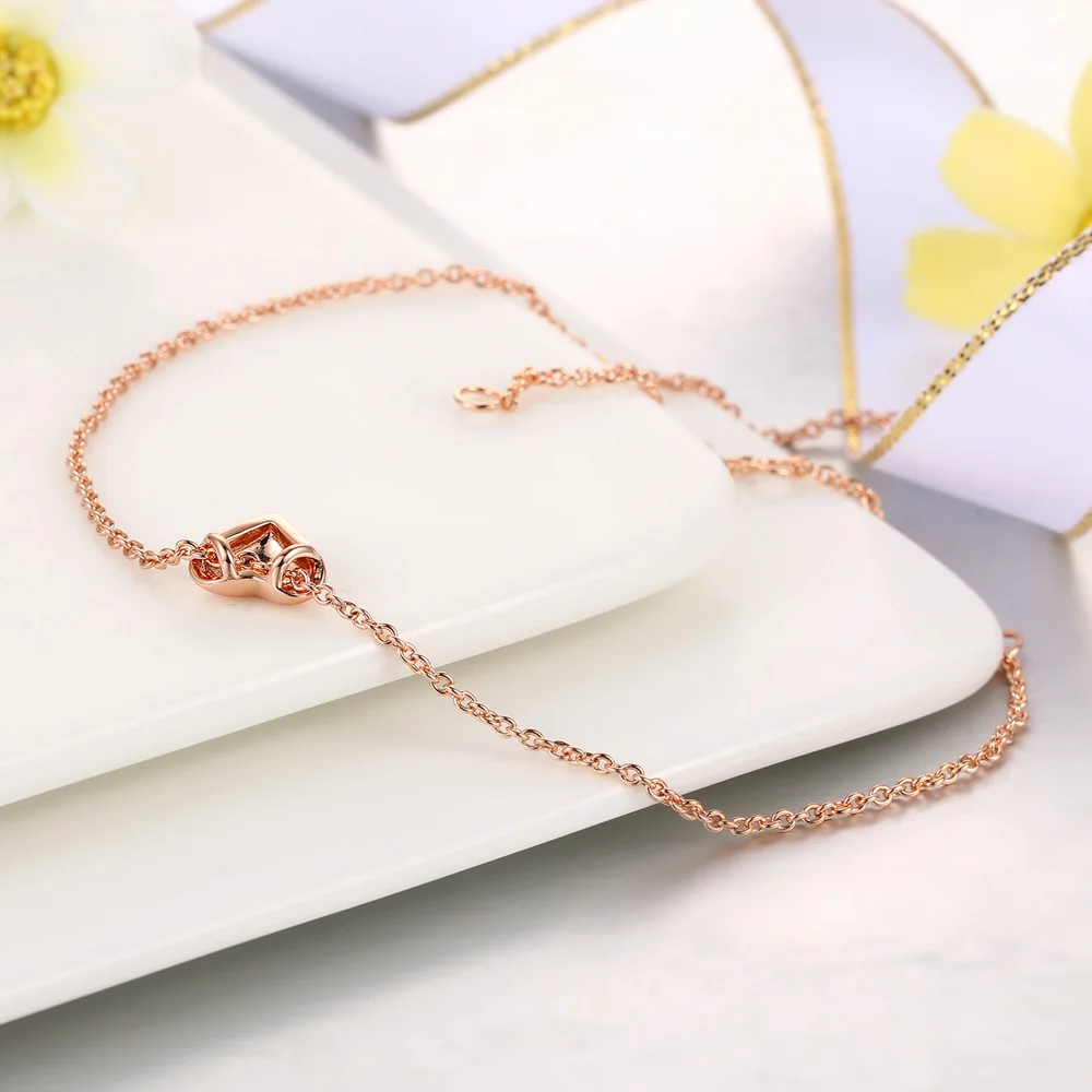 OL Style Heart Fashion Brand Party Charm Bracelets & Bangles For Women Rose Gold Color Vintage Jewelry pulseras DWH199