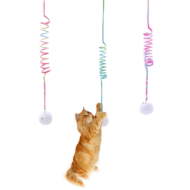 Happy fun cat toy Hanging spring plush rabbit hair ball cat toy