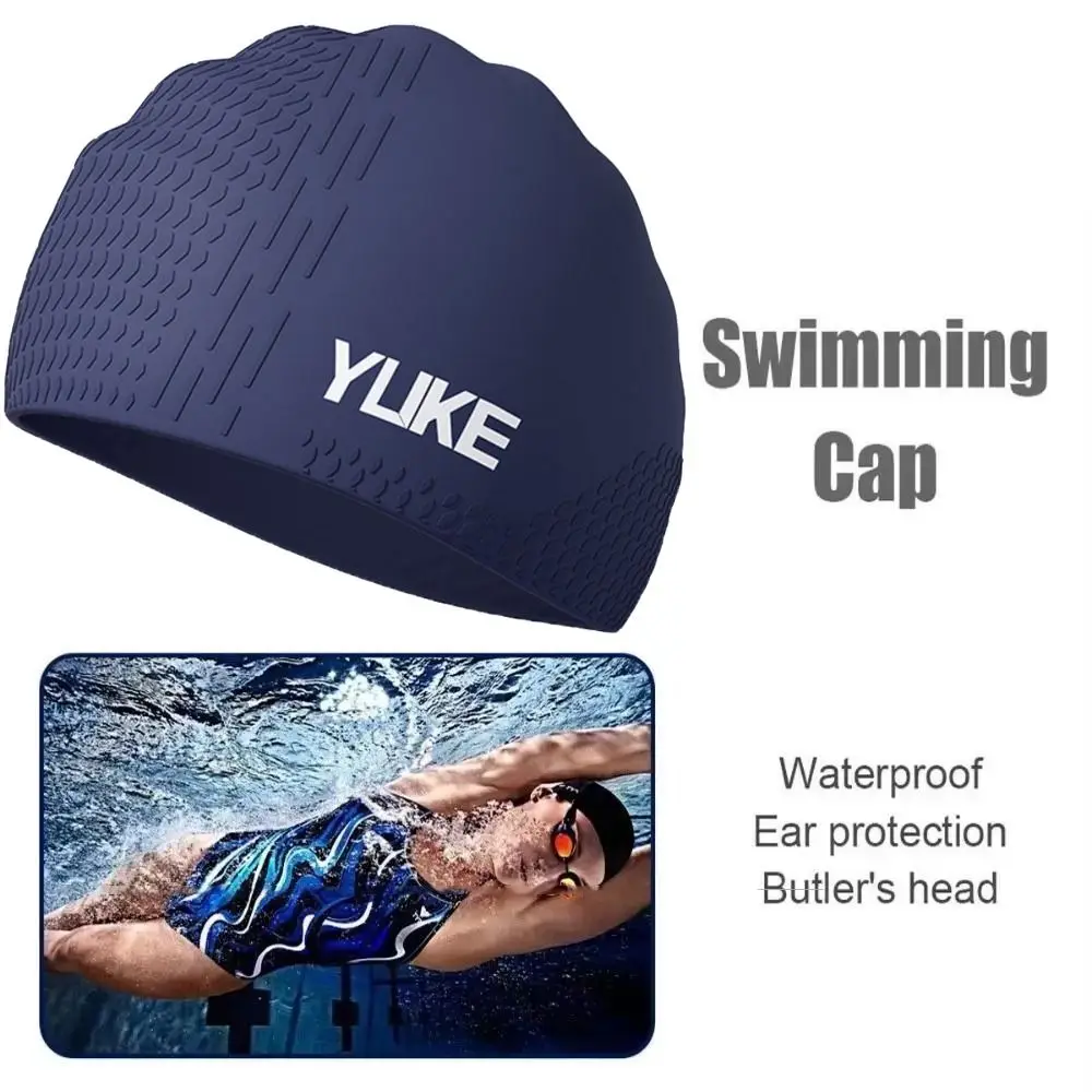

Solid Color Swimming Hat Lightweight Elastic Silicone Swimming Cap Breathable Long Hair Printed Swimming Cap Women