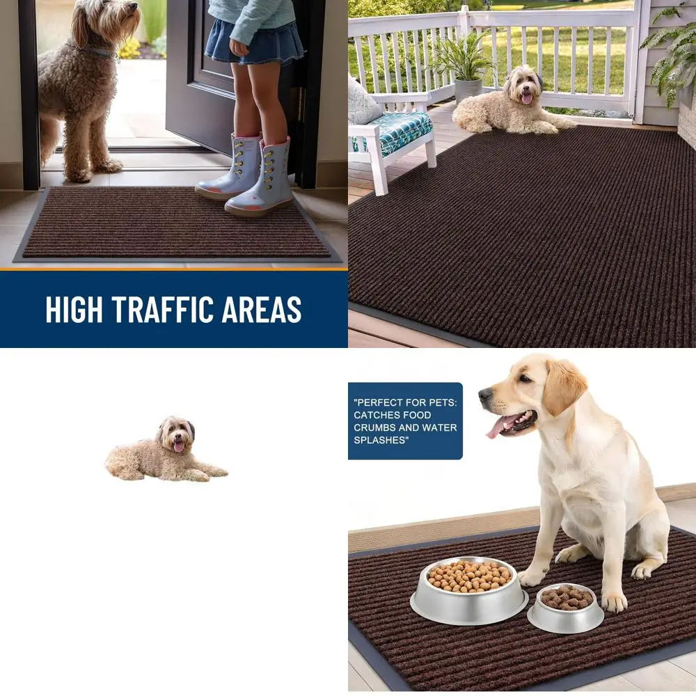 

Indoor/Outdoor Front Door Mat, Waterproof & Heavy Duty, Fade Resistant, Low Profile, Easy to Clean, 71x47 cm, Brown