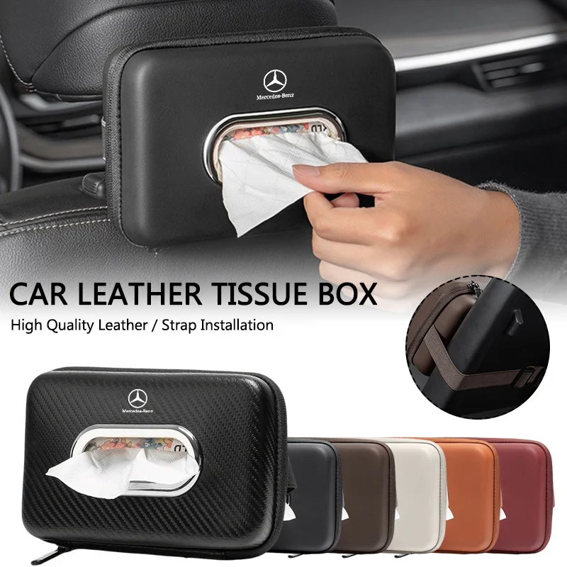 

Car Tissue Storage Box Seat Back Hanging Tissue Storage Case For Mercedes Benz GLE CLS GLC CLA W203 W206 W220 W205 W211 sticker