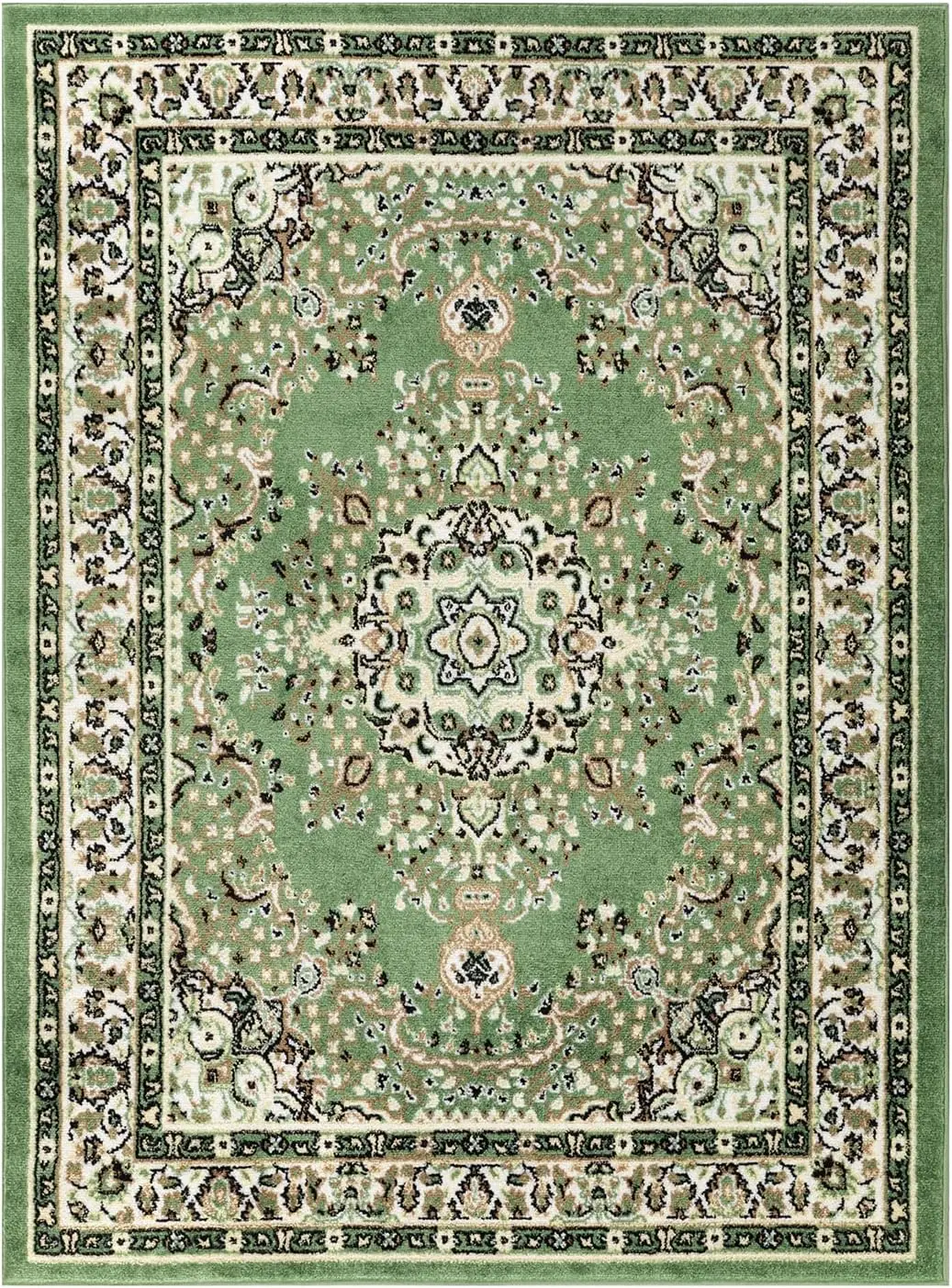 6x9 Traditional Medallion Indoor Area Rug Siesta (Green Beige, 6'7