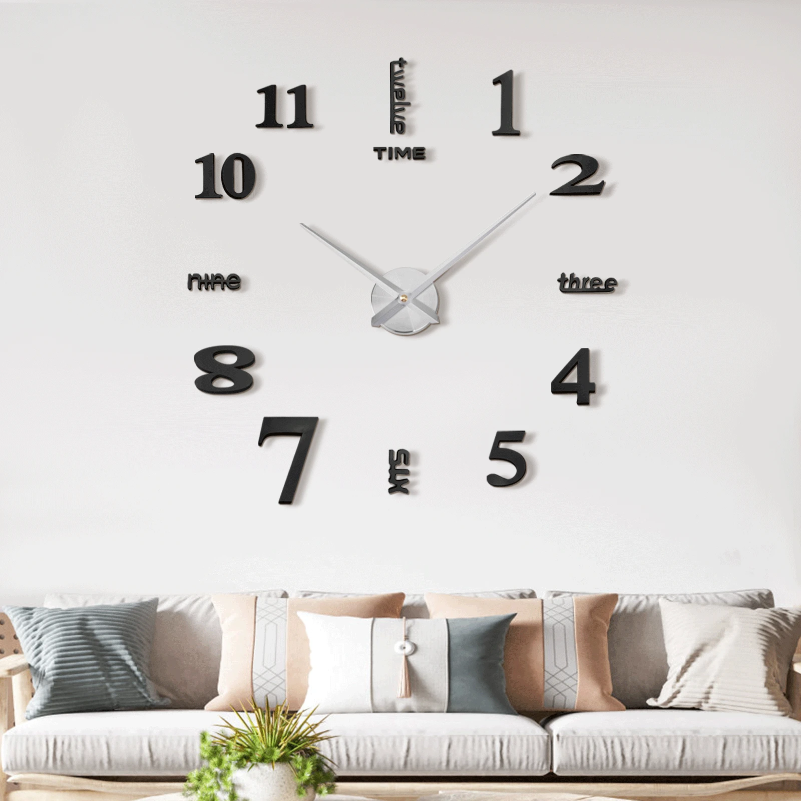 

Frameless Large Wall Clock, 3D Mirror Sticker, Silent Clock, Non-Ticking Decoration, Living Room, Bedroom, Office, DIY