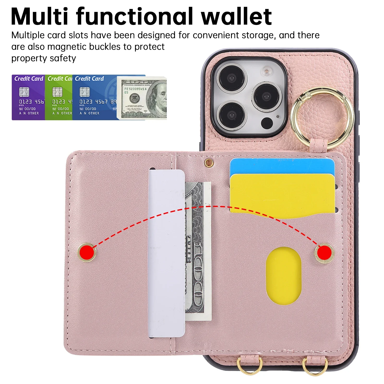 محفظة كروس مع حامل بطاقة حافظة هاتف جلدية لهاتف آيفون 17 Air 16E 17 16 15 14 13 12 11 Pro Max X XR 7 8 Plus غطاء حلقي #4