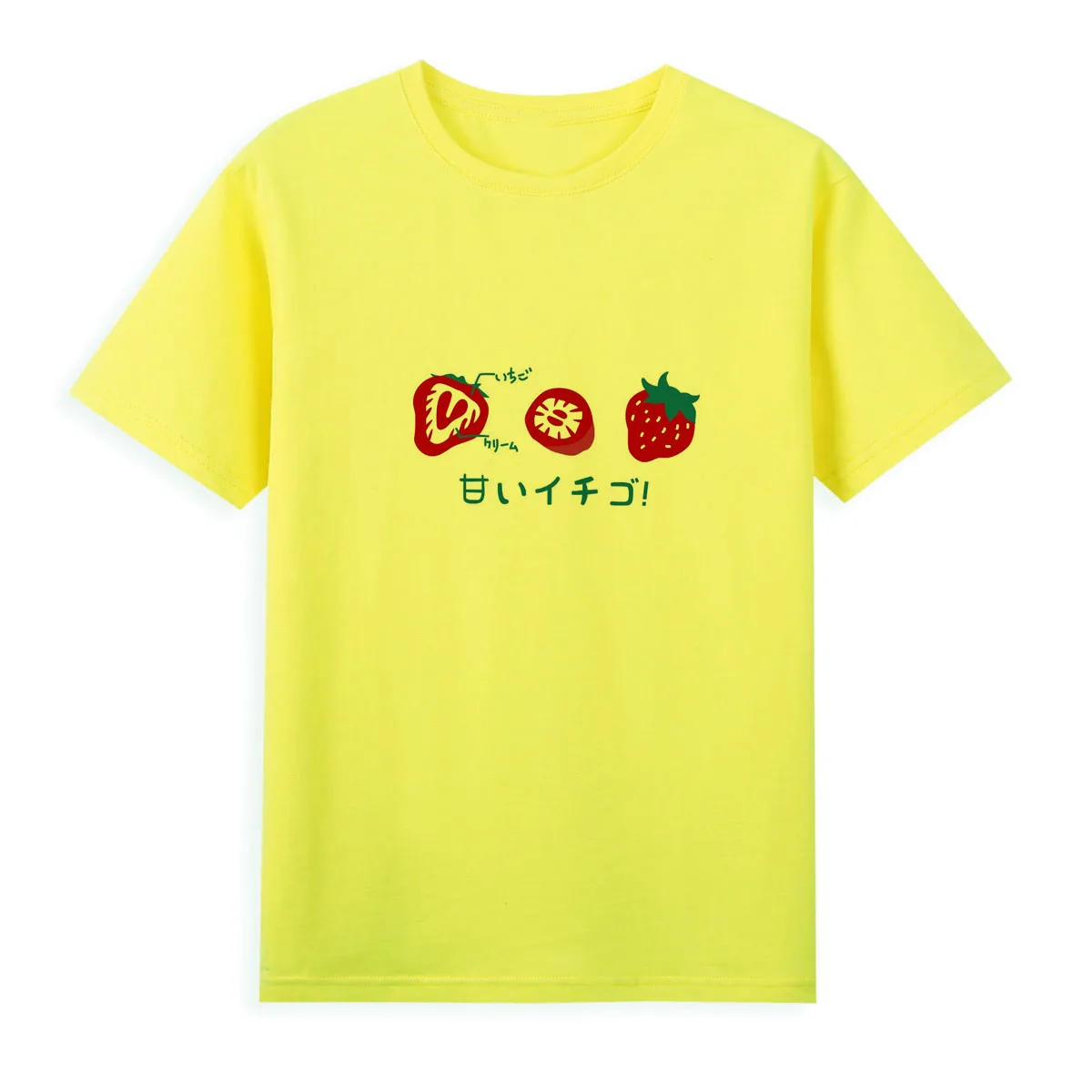 Strawberry print T-shirt Japanese style warm women's top Beautiful girl casual short sleeve A1-3