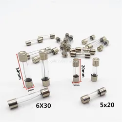 10pcs/lot 5*20mm 6*30mm Fast Blow Glass Tube Fuses 5x20 6x30 Mm 250V 0.5 1 2 3 4 5 6 8 10 15 20 25 30 A AMP Fuse