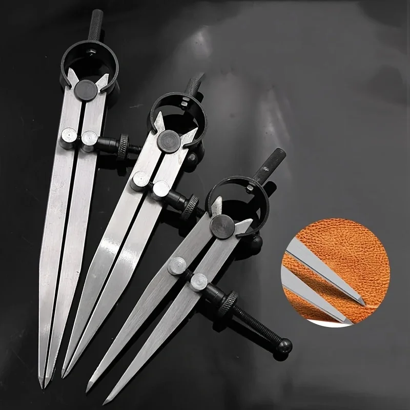 조정 가능한 가죽 나침반 잠금 가능한 분할기 날개 크리저 DIY 가죽 공예 회전 라인 스크라이빙 게이지 켈리퍼 도구