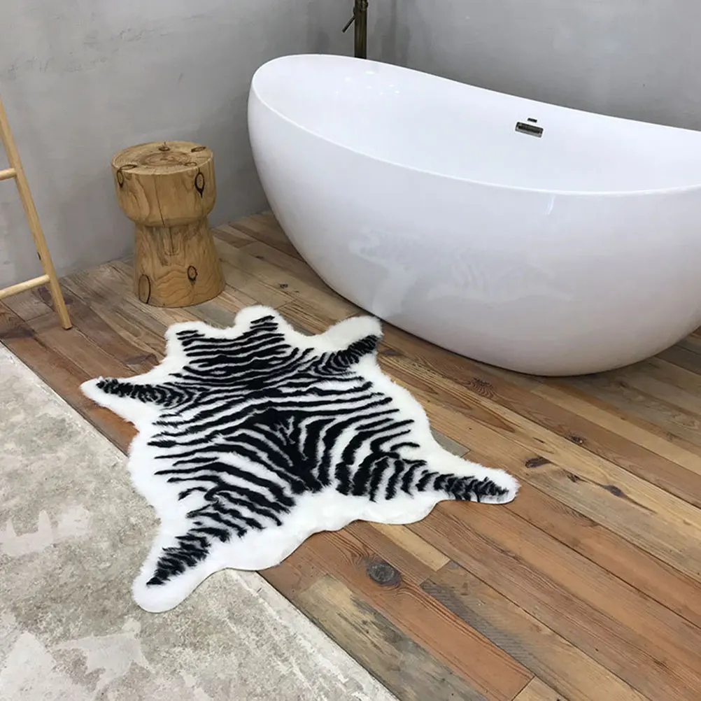 

Zebra Print Non-Slip Floor Mat For Bedroom Bathroom Supple Floor Mat Kitchen Home Decor Living Room Washable Soft Area Rug