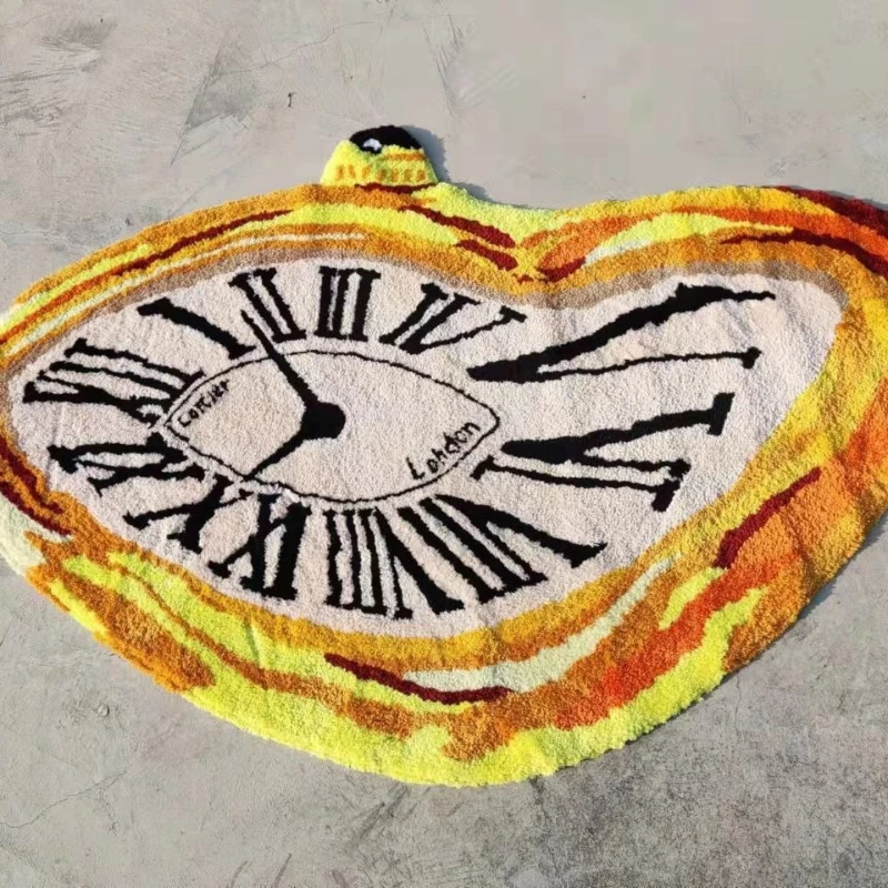 

Clock carpet irregular time home wool floor mat non-slip