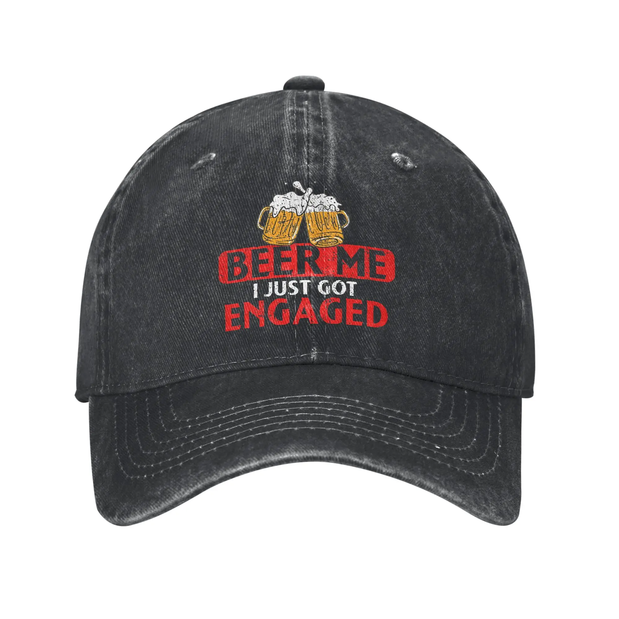 Classic Beer Me I Just Got Engaged Engagement Baseball Caps Unisex Style Distressed Denim Sun Cap  Outdoor Caps Hat