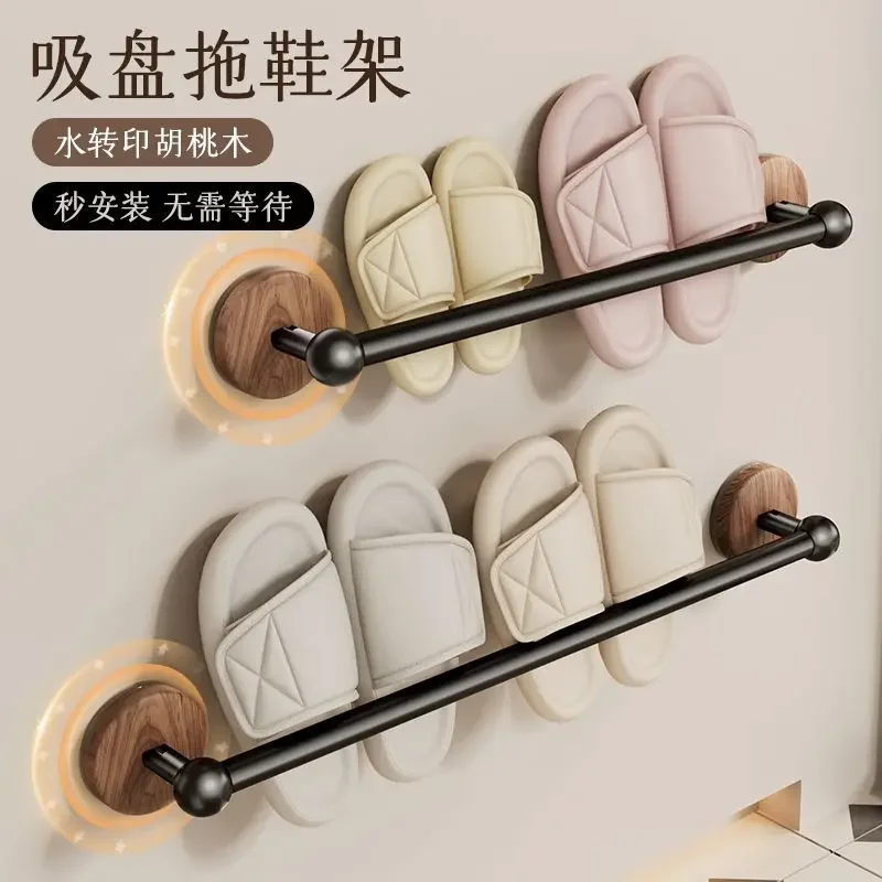Japanese Classic Wall-Mounted No-Drill Bath Room Slippers Hangers Rack for Toilets and Door Backs with Drainage Function Storage