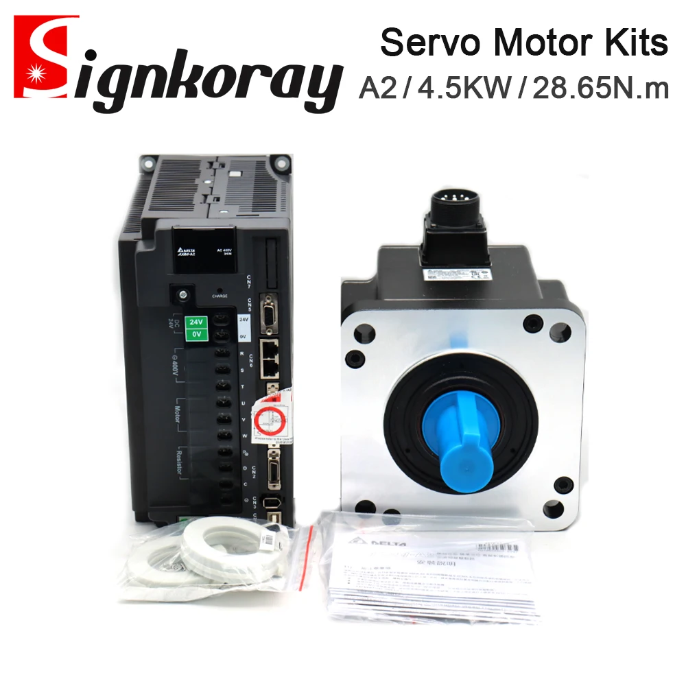 Комплекты серводвигателей SignkoRay Delta, 4,5 кВт, серия A2, ASD-A2-4543-M ECMA-L11845RS, 400 В, 1500 об/мин, 28,65 Нм, 20,8 А