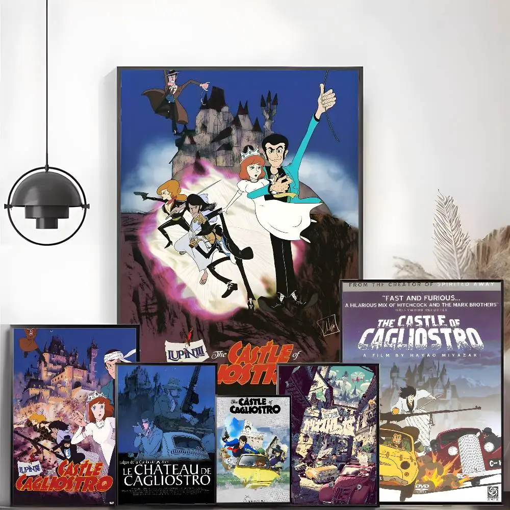 Classic Anime T-The C-Castle of C-Cagliostro Poster High-definition art sticker Self adhesive waterproof home decoration living