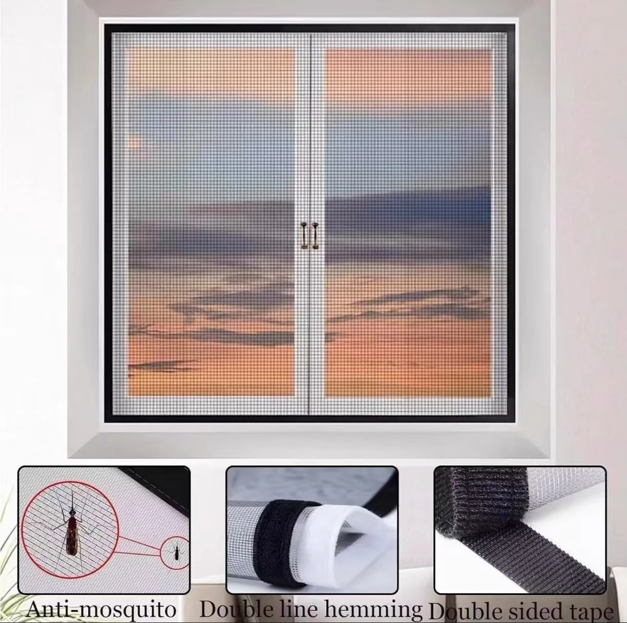 1 Piece of Easy-to-Install Self-Adhesive Window Screen - Black, Mosquito-Proof, Allows Natural Light and Ventilation, Perfect Fo