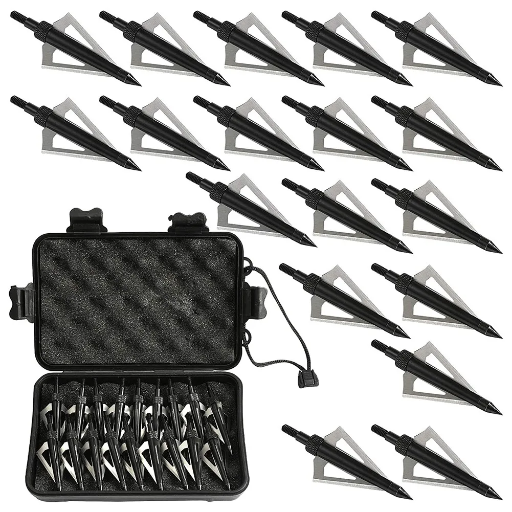 18 Pcs Metal Hunting Archery Broadheads 100 Grain 3 Blades Blades Arrowheads Compatible with Crossbow and Compound Bow