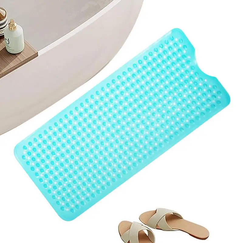 Non Slip Bathtub Mat 39 X 16 Inch Shower Mat With Suction Cups Anti-Skid Bathmats With Drain Holes Bathroom Mats For Tub Wet