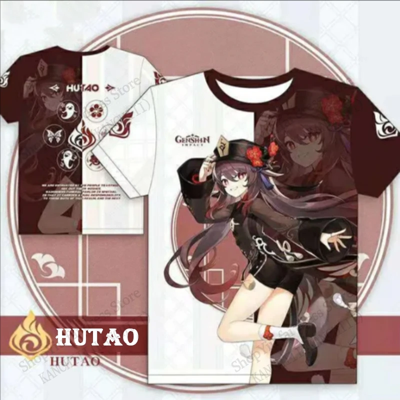 

Sexy Girl T Shirt Anime Genshin Impact HUTAO Keqing Diluc 3D Print T-shirt Men Women Fashion Short Sleeve Tshirt Kids Tops Tees